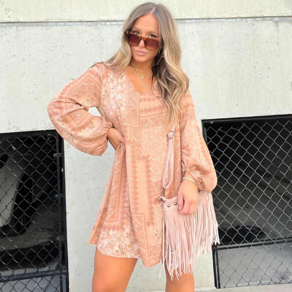 LA LA LAND PATCHWORK DRESS NEUTRAL